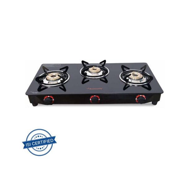 Butterfly Trio 3 Burner Glass Manual Gas Stove (3 Burners)