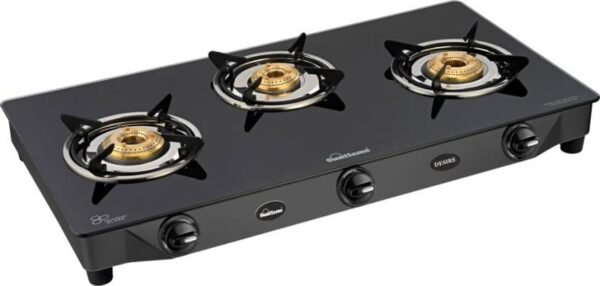Sunflame Desire 3 Burner Glass Manual Gas Stove